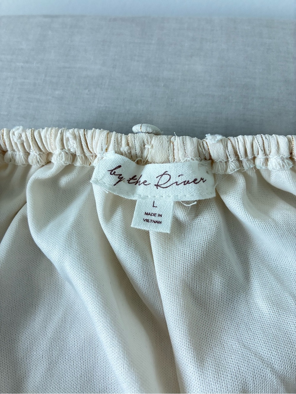 By The River Women's Ivory Swiss Dot Puff Sleeve Blouse - Picture 8 of 11